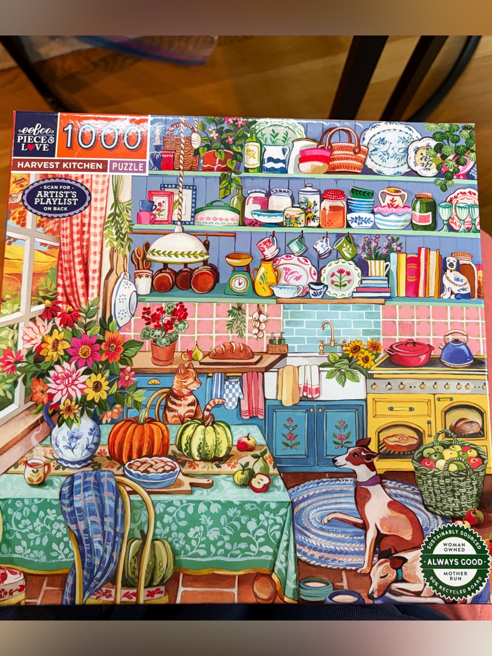 Eeboo Harvest Kitchen 1000-Piece Jigsaw Puzzle by Artist Clare Therese Gray